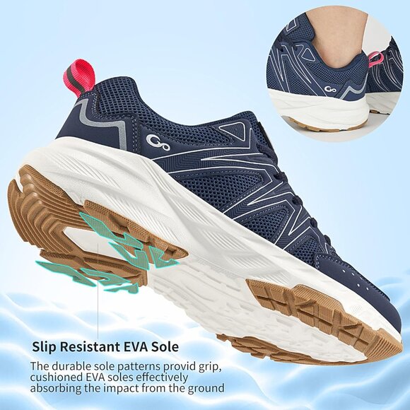 Women's Sneakers Walking Shoes Slip on Cushion Tennis Shoe Workout Gym Blue - Picture 4 of 7